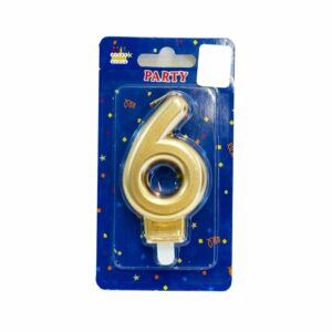 Vela Cumpleaños Metalizado MAOMING Número 6