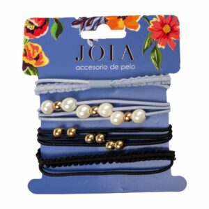 Elásticos Negro Claro Con Piedreria X4 HAIR WITH FLAIR Paquete