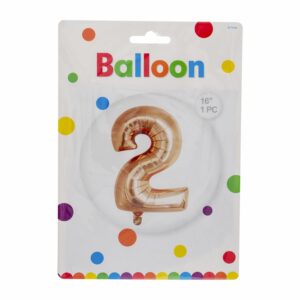 Globo Metálico Dorado Rosa BALLOON Número 2