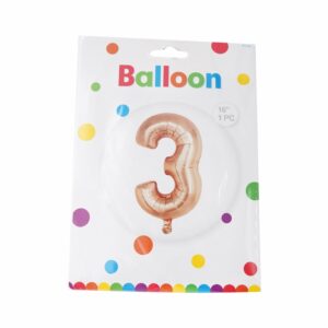 Globo Metálico Dorado Rosa BALLOON Número 3