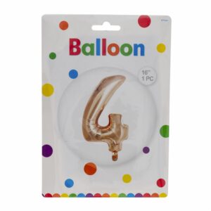 Globo Metálico Dorado Rosa BALLOON Número 4