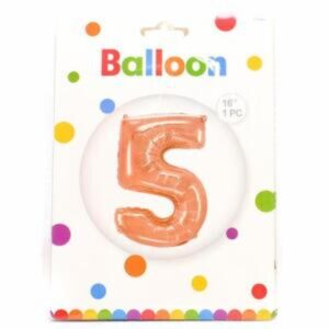 Globo Metálico Dorado Rosa BALLOON Número 5