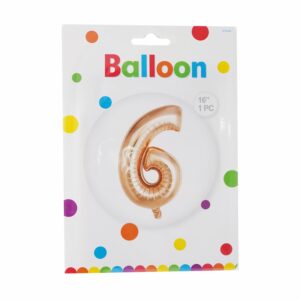 Globo Metálico Dorado Rosa BALLOON Número 6