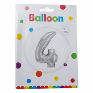 Globo Metálico Plateado BALLOON Número 4