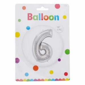 Globo Metálico Plateado BALLOON Número 6