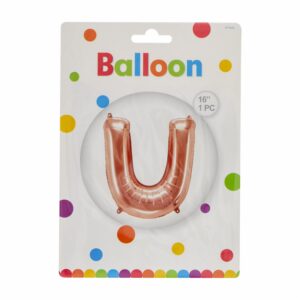 Globo Metálico Dorado Rosa BALLOON Letra U
