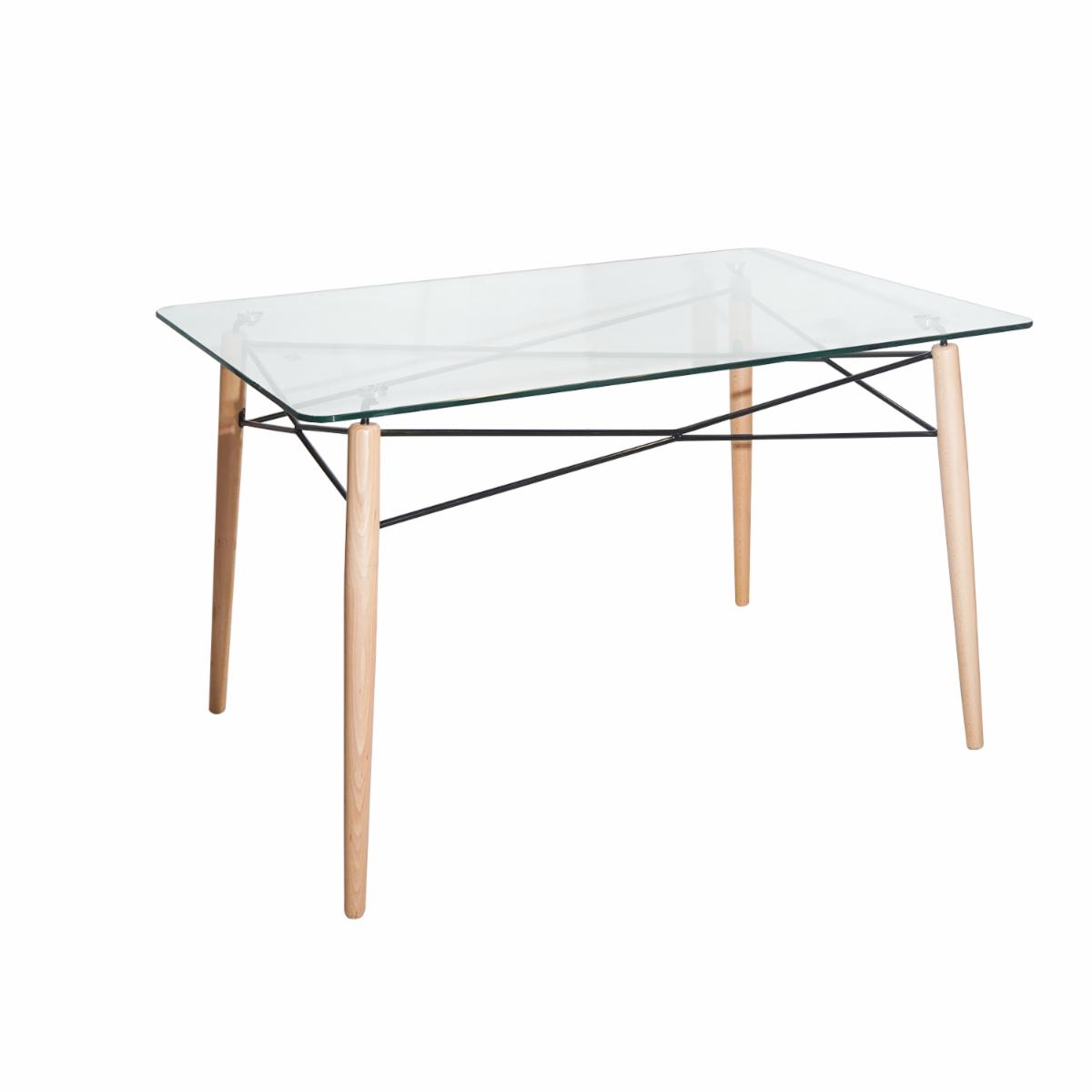 Mesa Cuadrada Vidrio HY Pata De Madera - Imagen 2