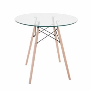 Mesa De Comedor Redonda HY Vidrio y Madera