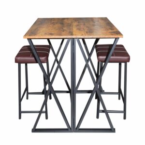 Desayunador Mesa y 2 Bancos FREE HOME Madera y Metal