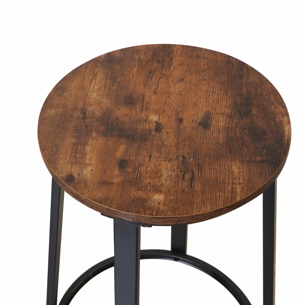 Taburete Circular De Hierro Y Madera FREE HOME Madera y Metal - Imagen 2