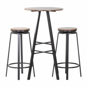 Juego Mesa Con 2 Bancos Frely Patas Altas FREE HOME Metal y Madera