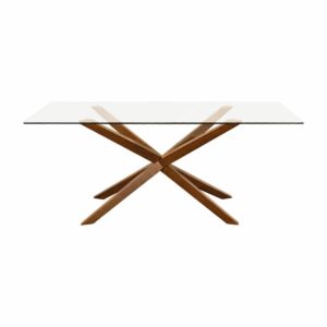 Mesa De Comedor MOBILIA Madera De Caucho Y Vidrio