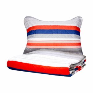 Cubrecama Patchwork Franjas Rojo Gris FREE HOME 1 Plaza Y 1/2