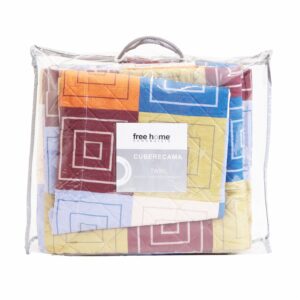 Cubrecama Patchwork Blocks Multicolor FREE HOME 1 Plaza Y 1/2