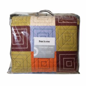 Cubrecama Patchwork Blocks Multicolor FREE HOME 2 Plazas