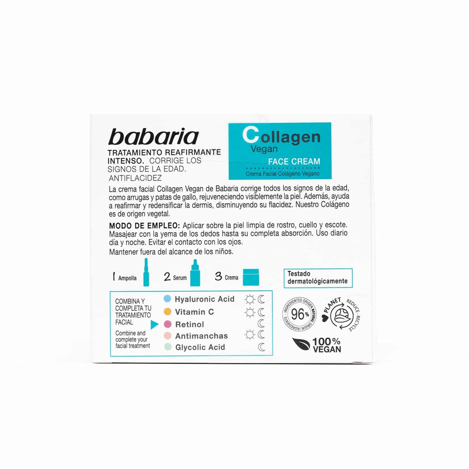 Crema Facial Colágeno Vegano Día Y Noche BABARIA 50 Ml - Imagen 2
