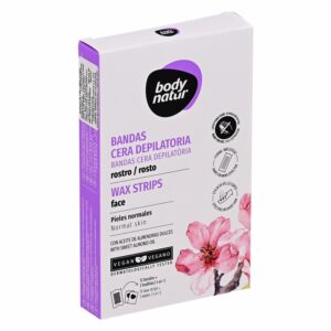 Cera Depilatoria Facial En Bandas Piel Normal Con Almendras BODY NATUR Pack X12