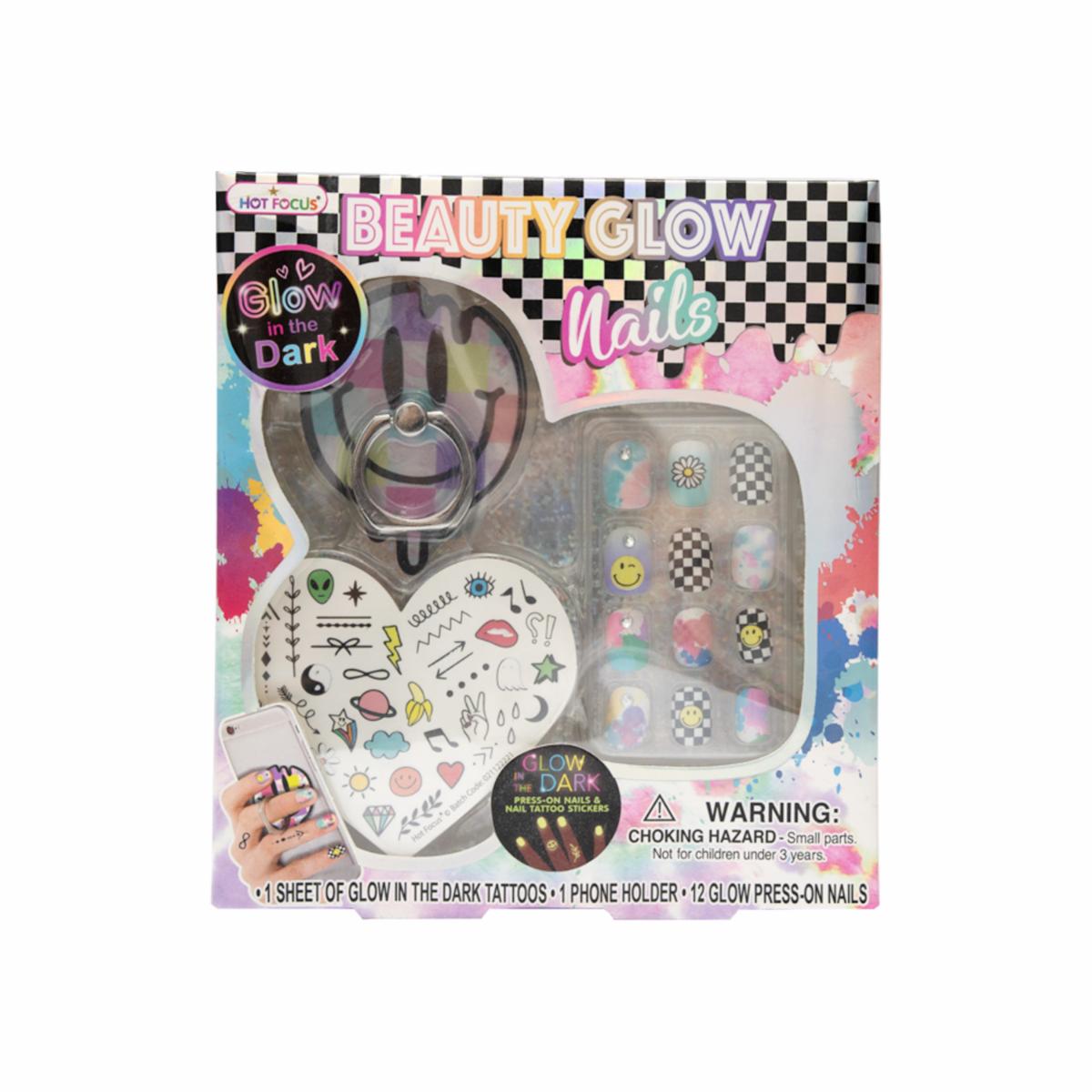 Uñas Postizas Para Niñas Brillantes HOT FOCUS JueGo X 12 U - Imagen 2