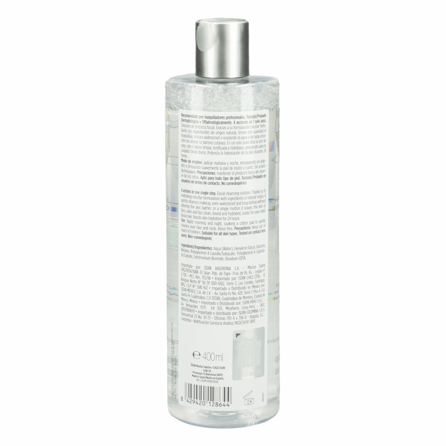 Tónico Facial Micelar Desmaquillante Solución 4 En 1 ISDIN 400 Ml - Imagen 2