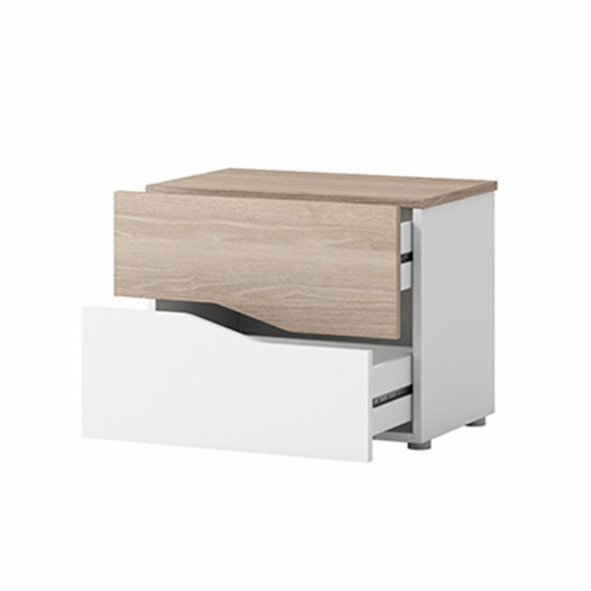 Velador Cannes Blanco Poro Sable FABRIKIT 2 Cajones