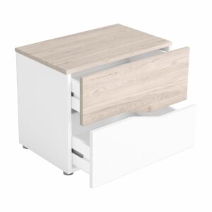 Velador Cannes Blanco Poro Sable FABRIKIT 2 Cajones