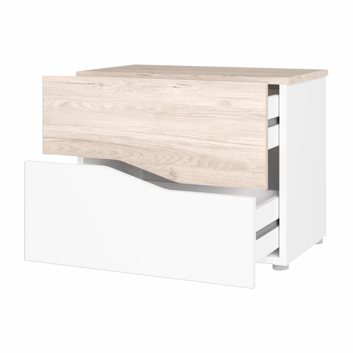 Velador Cannes Blanco Poro Sable FABRIKIT 2 Cajones