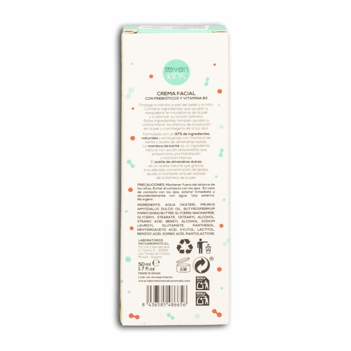 Crema Facial Con Prebióticos Y Vitaminas SEVEN KIDS 50 Ml
