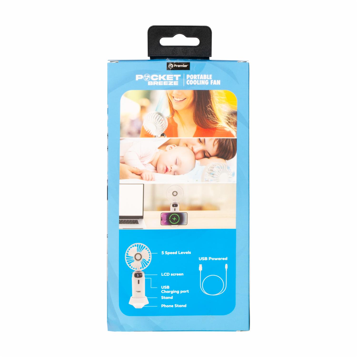 Mini Ventilador Portátil Recargable Correa PREMIER PBF02WH