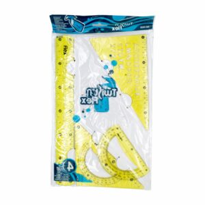 Set Geométrico Flex Fosforescente Regla Con Letras BRETINI 4 Uds