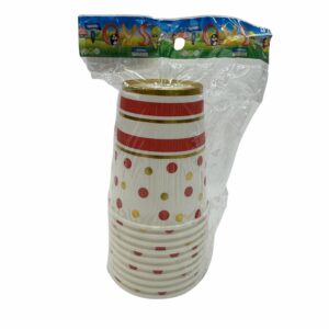 Vaso Puntos Rojo 7Oz IMPORTADORA CUMPLEAÑOS X10 Unidades