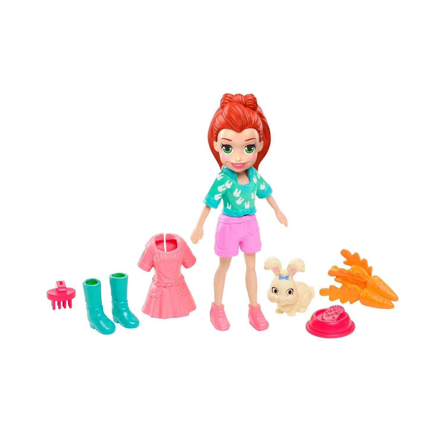 Set De Juego Muñeca Lila Y Su Conejito POLLY POCKET Incluye Accesorios
