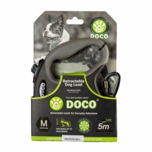 Correa Para Perro Retractable Color Negro DOCO Talla Mediano