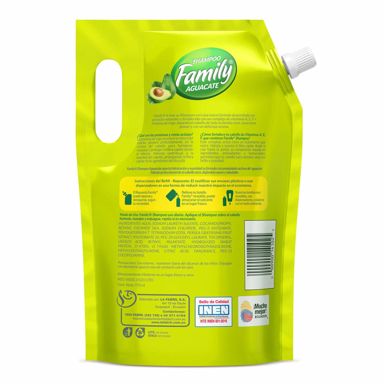 Shampoo De Aguacate Doy Pack FAMILY 970 Ml - Imagen 2
