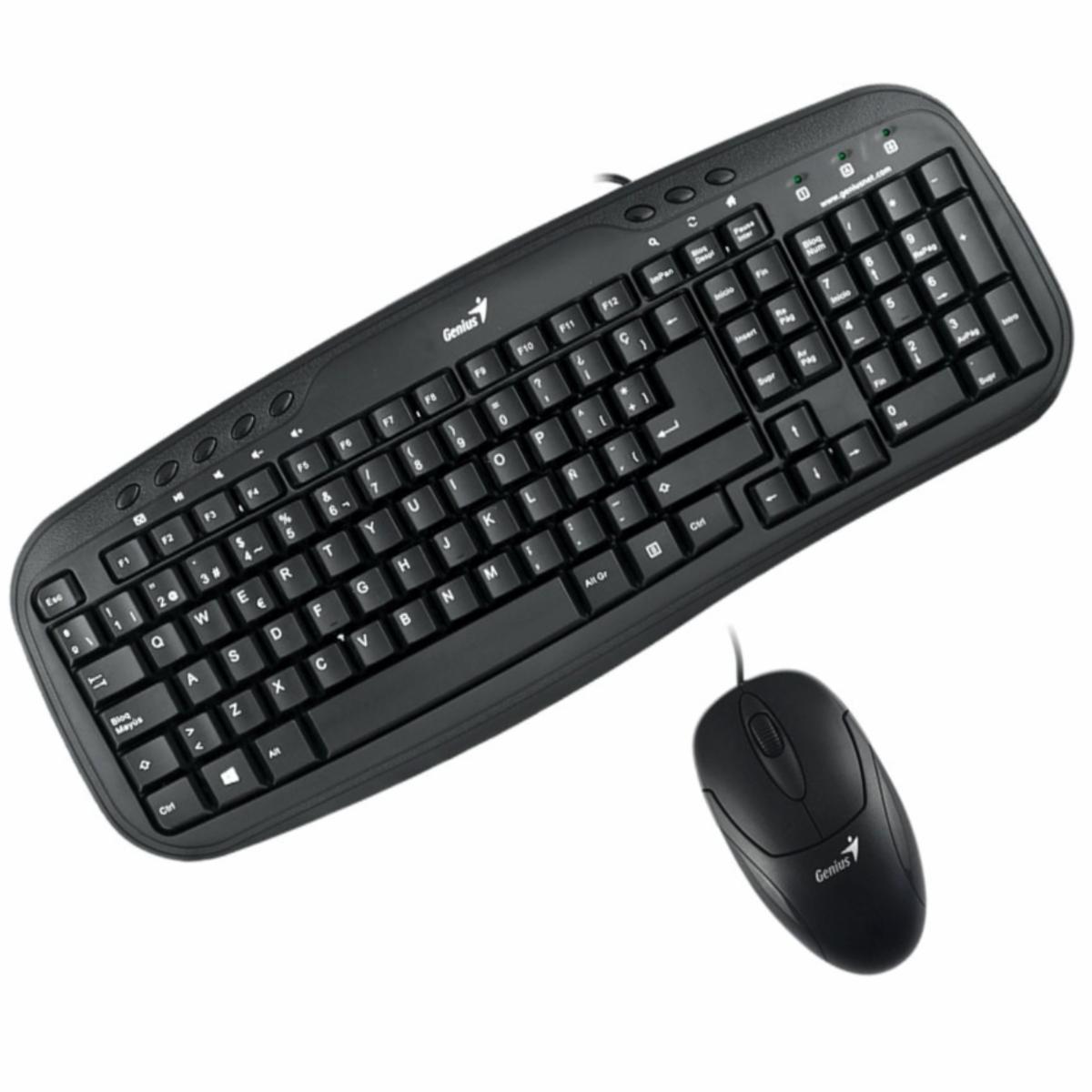 Kit Teclado Y Mouse Modelo KM210 Negro GENIUS Con Cable