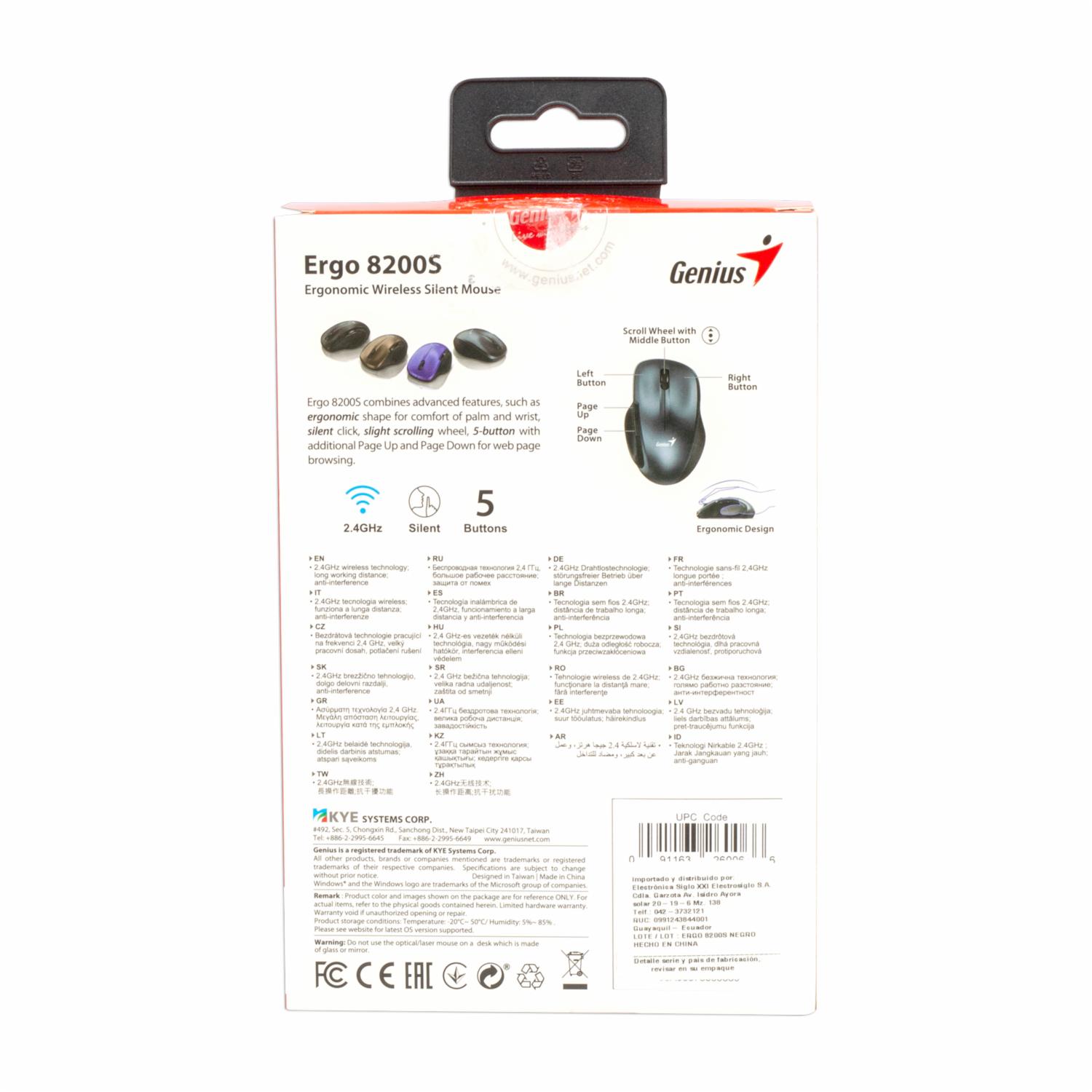 Mouse Ergo 8200S Negro GENIUS Wireless - Imagen 2