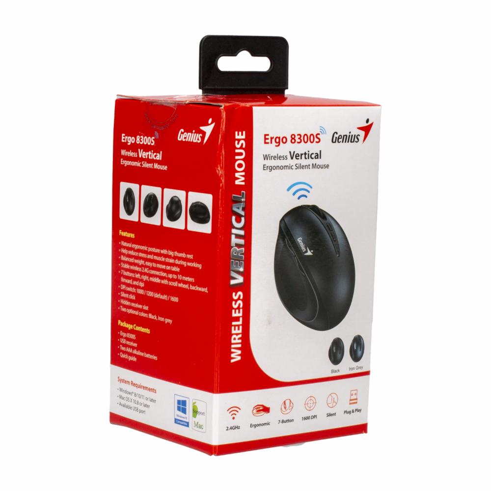 Mouse Ergonómico Vertical Modelo 8300 S 1600 DPI Negro GENIUS Inalámbrica - Imagen 5