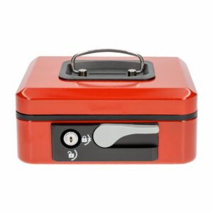 Caja De Seguridad Con Llave Y Manija Color Rojo WRT 8"
