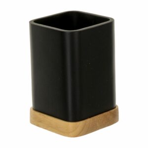 Porta Cepillos Bamboo Negro FREE HOME 1 Pieza