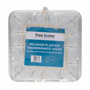 Colgador Con Pizas De Plástico Transparente FREE HOME X 16 Pinzas