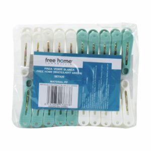 Pinzas Para Ropa Verde Blanca FREE HOME X 20 Uds
