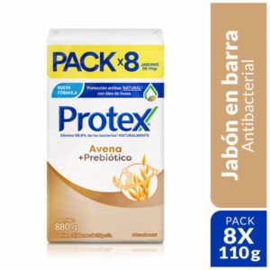 Jabón En Barra Avena + Prebiótico Pack PROTEX 8 X 110 G