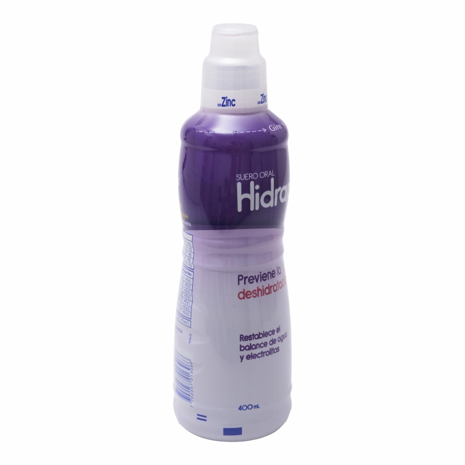 Suero Oral 45Meq+Zinc Sabor A Uva HIDRAPLUS 400 ml