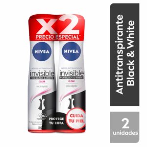 Desodorante En Spray Para Dama Black And White Invisible Antitranspirante NIVEA 2 X 300 Ml