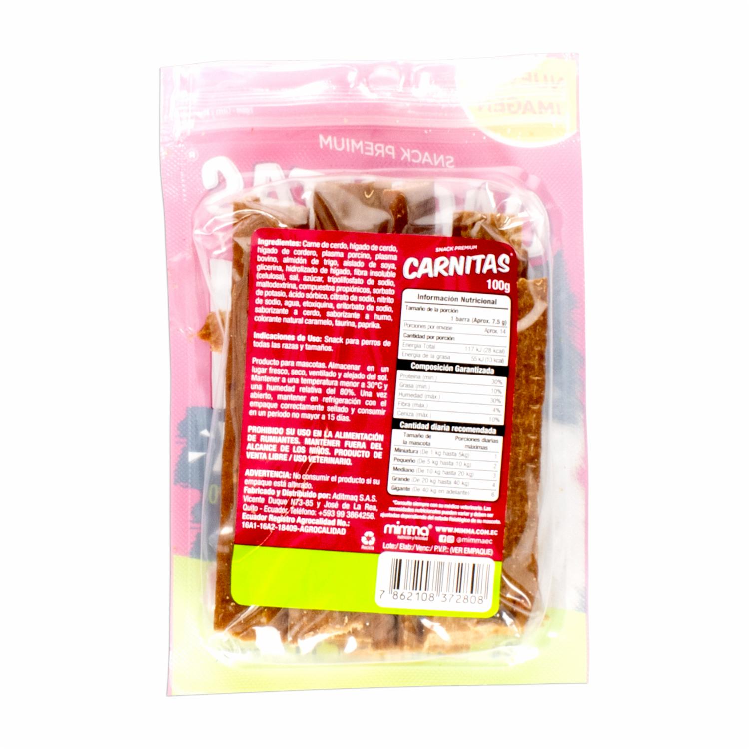 Snack Para Perros Gourmet De Cerdo Y Cordero CARNITAS 100 G - Imagen 2