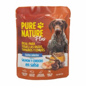 Alimento Para Perros Salmon Y Cordero En Salsa PURE NATURE 85 G