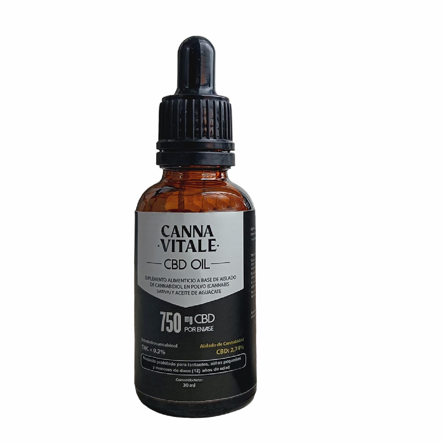 Aceite De Cbd Con 75o Mg Por Envase THC <0,2% CANNA VITALE 30 Ml