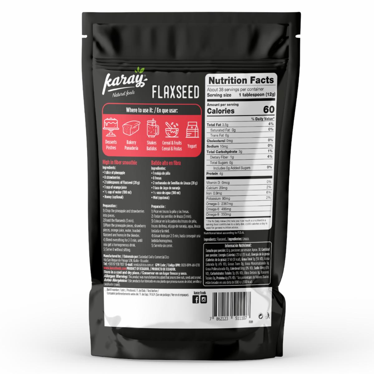 Linaza Molida Premium KARAY 454 G