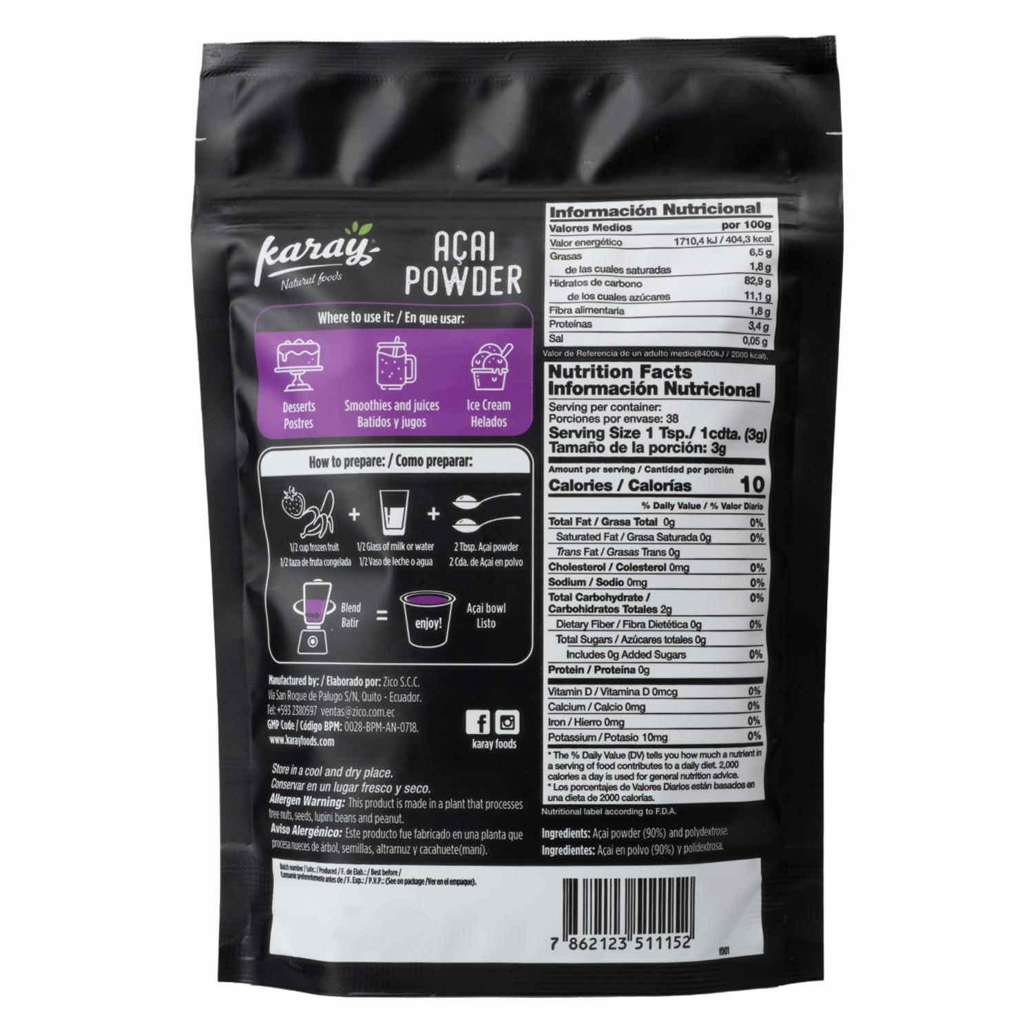 Acai En Polvo KARAY 113 g