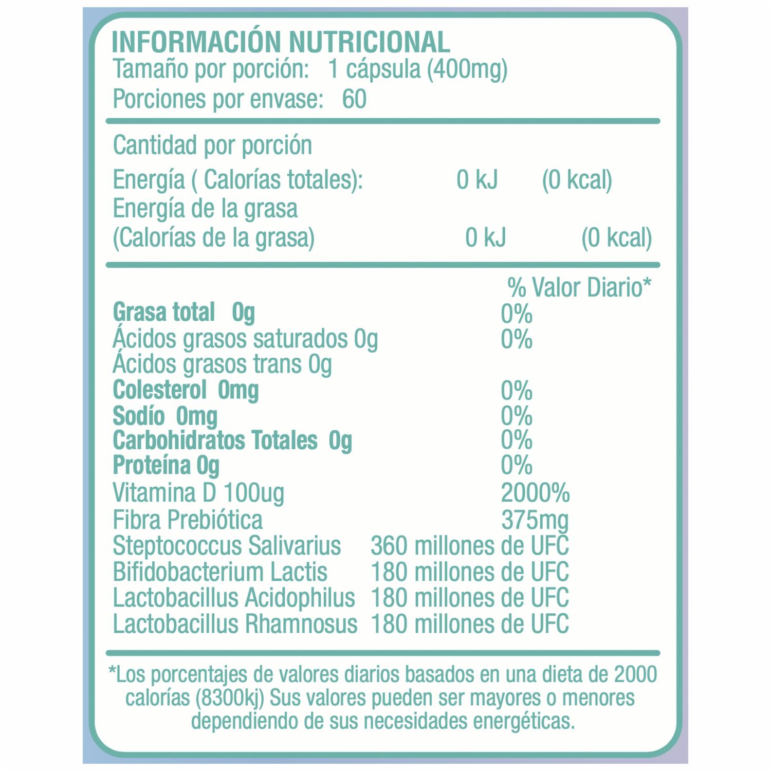 Suplemento De Fibra Prebiótica Y Probióticos en Cápsulas VITAHEALTH 24 G