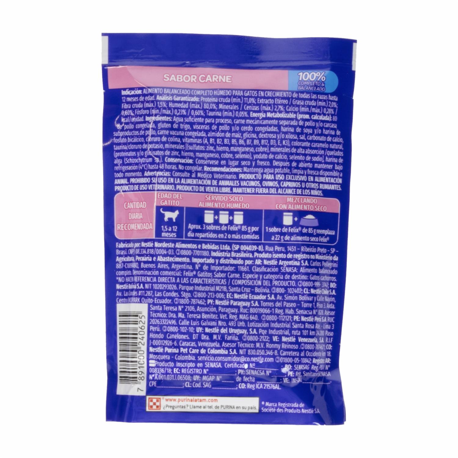 Alimento Húmedo Para Gatos De Carne FELIX 85 G - Imagen 2